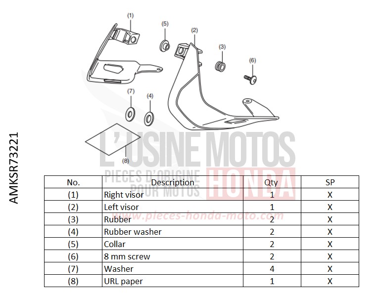 KIT,VISOR de Africa Twin DCT GRAND PRIX RED (R380B) de 2022